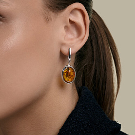Серьги SOKOLOV - Серебро 925, Янтарь (арт. 83020496)