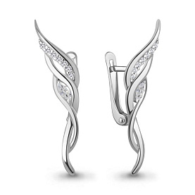 Серьги Аквамарин - Серебро 925, Фианит (арт. 400150А.5)