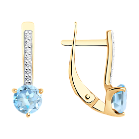 Серьги SOKOLOV - Золото 375, Топаз, Фианит (арт. 37727533)