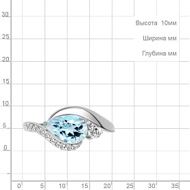 Кольцо Аквамарин - Серебро 925, Топаз, Фианит (арт. 65002602А.5)