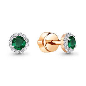 Серьги Аквамарин - Серебро 925, Синтетический изумруд, Фианит (арт. 42884Г.6)