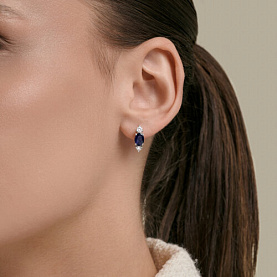Серьги SOKOLOV - Серебро 925, Сапфир, Фианит (арт. 62020035)
