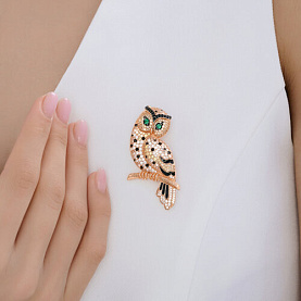 Брошь SOKOLOV - Серебро 925, Фианит, Эмаль (арт. 93040054)