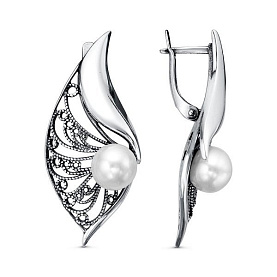 Серьги Красная пресня - Серебро 925, Жемчуг культивированный (арт. 33312926)