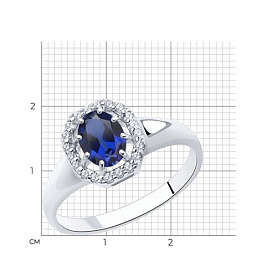 Кольцо SOKOLOV - Серебро 925, Синтетический сапфир , Фианит (арт. 88010015)