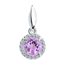 Подвеска SOKOLOV - Серебро 925, Аметист, Фианит (арт. 92030332)
