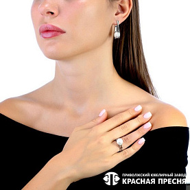 Серьги Красная пресня - Серебро 925, Жемчуг имитация (арт. 33613698)