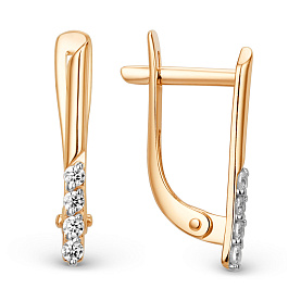 Серьги ЮФ Династия - Золото 585, Фианит (арт. 016002-1102)
