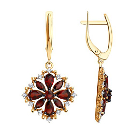 Серьги Diamant - Золото 585, Гранат, Фианит (арт. 51-321-02484-1)