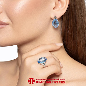 Серьги Красная пресня - Серебро 925, Стекло (арт. 33615696-3)