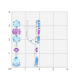 Серьги SOKOLOV - Серебро 925, Аметист, Топаз (арт. 92021765)