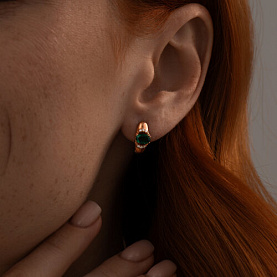 Серьги SOKOLOV - Серебро 925, Синтетический изумруд, Фианит (арт. 82020011)