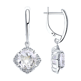 Серьги SOKOLOV - Серебро 925, Горный хрусталь, Фианит (арт. 92022062)