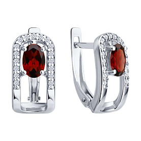 Серьги SOKOLOV - Серебро 925, Гранат, Фианит (арт. 92023277)