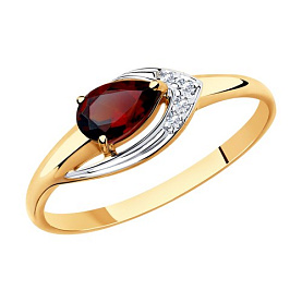 Кольцо SOKOLOV - Золото 375, Гранат, Фианит (арт. 37715490)