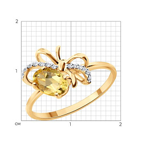 Кольцо SOKOLOV - Золото 585, Фианит, Цитрин (арт. 717362)