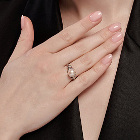 Кольцо SOKOLOV - Серебро 925, Жемчуг культивированный, Фианит (арт. 92014436)