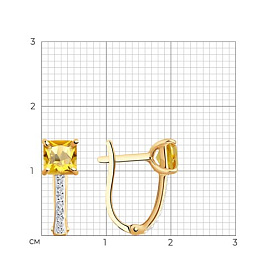 Серьги SOKOLOV - Золото 375, Фианит, Цитрин (арт. 37728126)