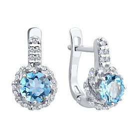 Серьги SOKOLOV - Серебро 925, Топаз, Фианит (арт. 92023170)