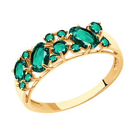 Кольцо SOKOLOV - Золото 375, Синтетический изумруд (арт. 37715826)
