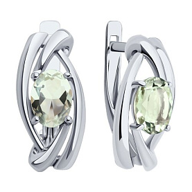 Серьги Diamant - Серебро 925, Празиолит (арт. 94-320-00186-2)