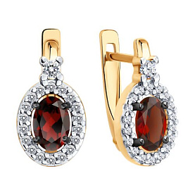 Серьги SOKOLOV - Серебро 925, Гранат, Фианит (арт. 92023169)