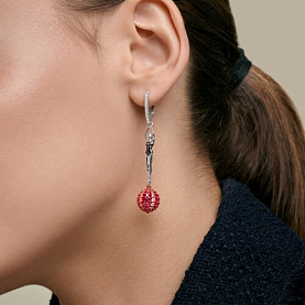 Серьги SOKOLOV - Серебро 925, Синтетический рубин, Фианит (арт. 94027581)