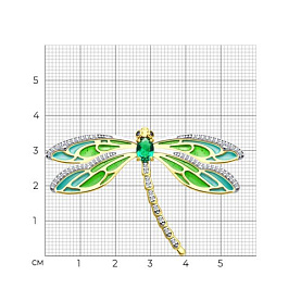 Брошь Diamant - Серебро 925, Фианит, Эмаль (арт. 93-140-02317-1)