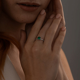 Кольцо SOKOLOV - Серебро 925, Синтетический изумруд (арт. 82010010)