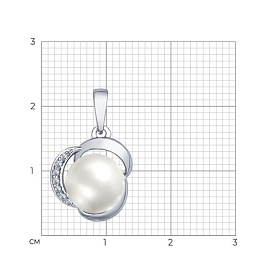 Подвеска SOKOLOV - Серебро 925, Жемчуг имитация, Фианит (арт. 94031872)