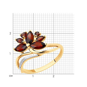 Кольцо Diamant - Золото 585, Гранат, Фианит (арт. 51-310-00806-1)