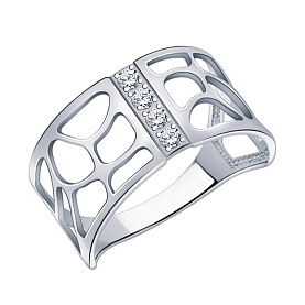 Кольцо Атолл - Серебро 925, Фианит (арт. 11057-925)