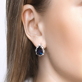 Серьги SOKOLOV - Серебро 925, Синтетический сапфир , Фианит (арт. 88020018)