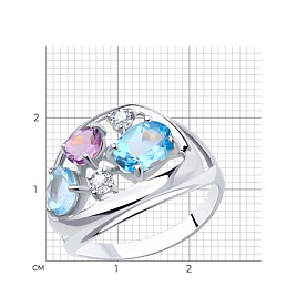 Кольцо Diamant - Серебро 925, Аметист, Топаз, Фианит (арт. 94-310-00660-2)