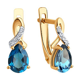 Серьги SOKOLOV - Золото 585, Топаз лондон, Фианит (арт. 728098)