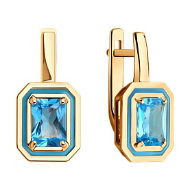Серьги Diamant - Золото 585, Топаз, Эмаль (арт. 51-320-02450-1)