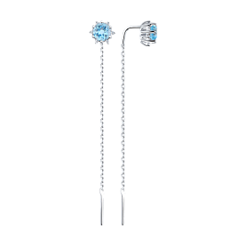 Серьги SOKOLOV - Серебро 925, Топаз, Фианит (арт. 92022158)