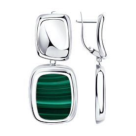Серьги SOKOLOV - Серебро 925, Синтетический малахит (арт. 83020141)
