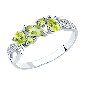 Кольцо SOKOLOV - Серебро 925, Фианит, Хризолит (арт. 92011592)