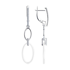 Серьги Diamant - Серебро 925, Керамика, Фианит (арт. 94-121-01271-2)