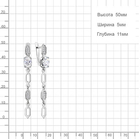 Серьги Аквамарин - Серебро 925, Фианит (арт. 400888А.5)