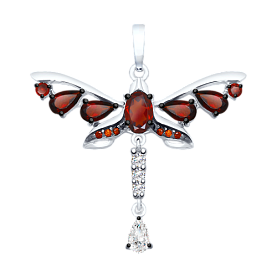 Подвеска SOKOLOV - Серебро 925, Гранат, Фианит (арт. 92030490)