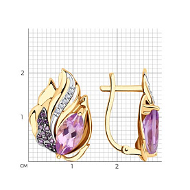 Серьги SOKOLOV - Золото 585, Аметист, Фианит (арт. 727740)