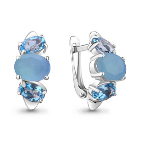 Серьги Аквамарин - Серебро 925, Синтетический халцедон, Топаз (арт. 47491610.5)