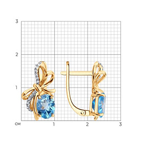 Серьги SOKOLOV - Золото 585, Топаз, Фианит (арт. 729385)