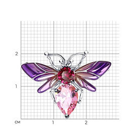 Брошь SOKOLOV - Серебро 925, Swarovski , Синтетический рубин, Эмаль (арт. 94040292)
