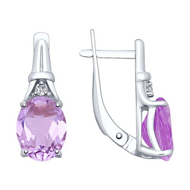 Серьги SOKOLOV - Серебро 925, Аметист, Фианит (арт. 92022026)