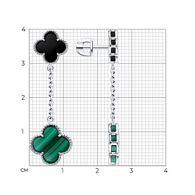 Серьги SOKOLOV - Серебро 925, Малахит, Оникс (арт. 83020449)
