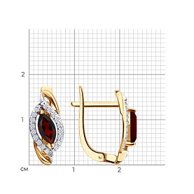 Серьги SOKOLOV - Золото 585, Гранат, Фианит (арт. 729315)