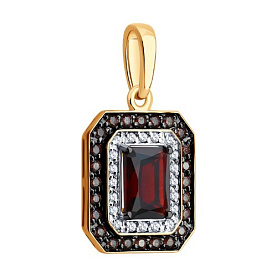 Подвеска SOKOLOV - Золото 585, Гранат, Фианит (арт. 733013)